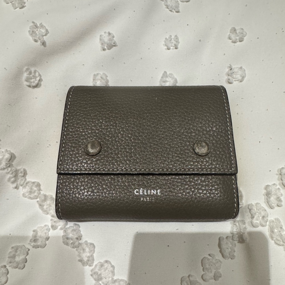 Authentic Celine Vibrant Yellow tri-fold Leather Wallet